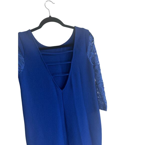 AKIRA Chicago Women's Lace Sleeve Bodycon Mini Dress S Open Back Royal Blue - Picture 12 of 14